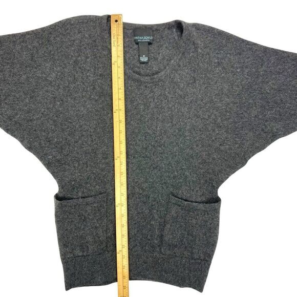 Cynthia Rowley 100% Cashmere Sweater Womens Medium Soft Gray 1/2 Sleeve Pockets - Picture 11 of 13
